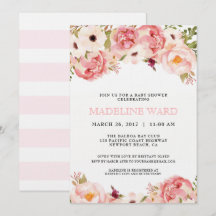 Invitation au Baby shower Peony