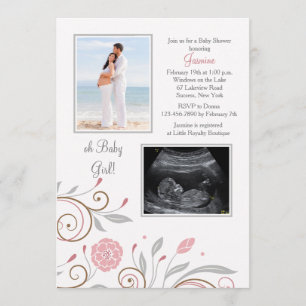 Invitation au Baby shower photo pour filles Custom
