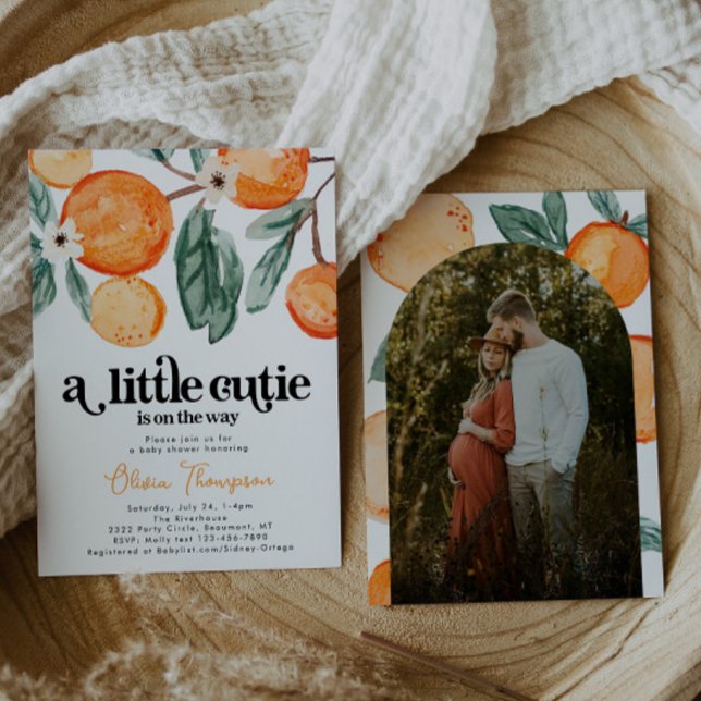 Invitation au Baby shower photo Retro Little Cutie (Créateur téléchargé)