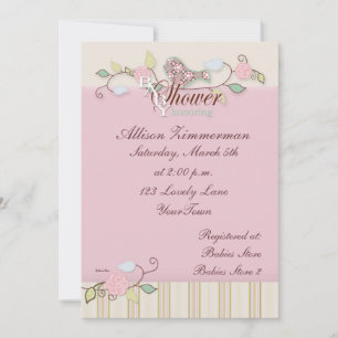 Invitation au Baby shower Pink & Greens