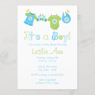 Invitation au Baby shower pour les garçons