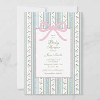 Invitation au Baby shower Preppy Bow | Floral