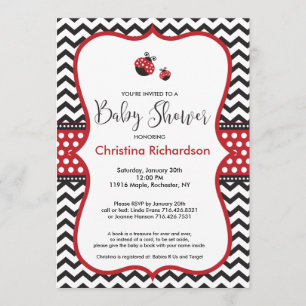 Invitation au Baby shower Red Ladybug