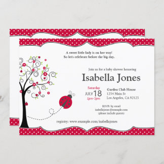 Invitation au Baby shower Red Ladybug - personnali