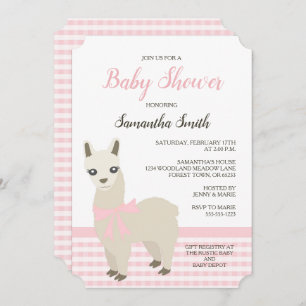 Invitation au Baby shower rose d'Alpaca