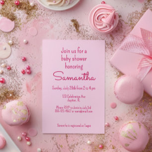 Invitation au Baby shower rose doux et simple