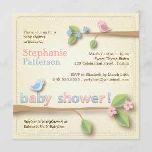 Invitation au Baby shower rose et bleu de Birdie