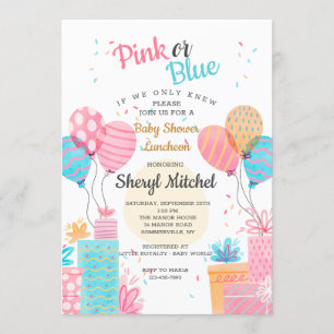 Invitation au Baby shower rose ou bleu Aquarelle