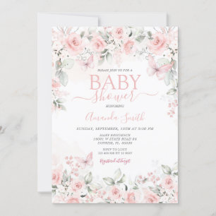 Invitation au Baby shower Roses Roses Roses Roses