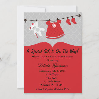 Invitation au Baby shower rouge