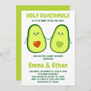 Invitation au Baby shower Saint-Guacamole Avocado