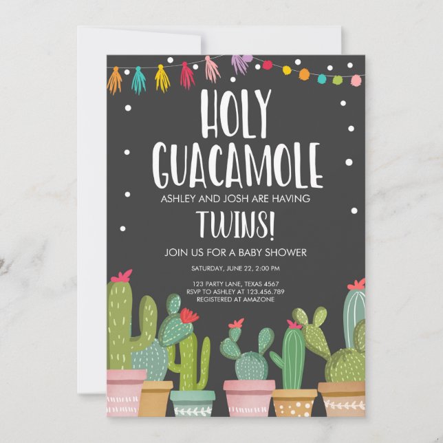 Invitation au Baby shower Saint-Guacamole Fiesta T (Devant)