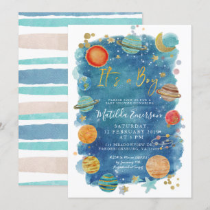 Invitation au Baby shower solaire de l'espace plan