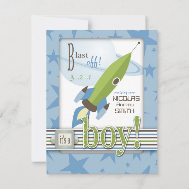 Invitation au Baby shower spatial (Devant)