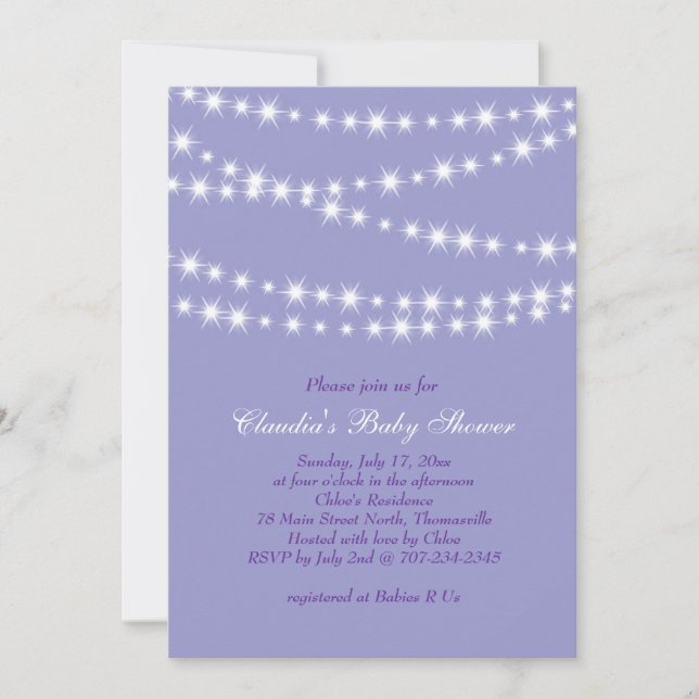 Invitation au Baby shower Star Lights (Devant)