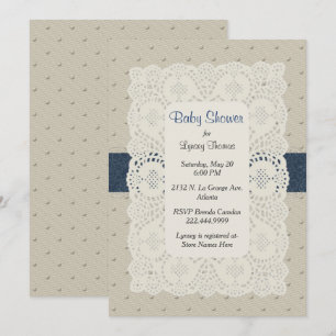 Invitation au Baby shower suisse Dot et Doily
