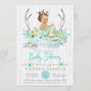 Invitation au Baby shower tribal Antler Boho Princ