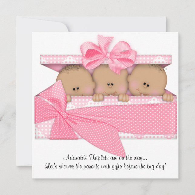 Invitation au Baby shower triplet afro-américain (Devant)