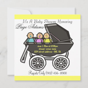 Invitation au Baby shower triplet transport adorab