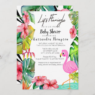 Invitation au Baby shower tropical flamingle