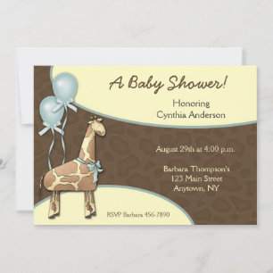 Invitation au Baby shower Turquoise de Giraffe
