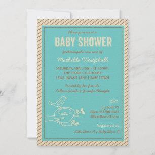 Invitation au Baby shower Turquoise du nid d'oisea
