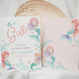 Invitation au Baby shower Turquoise et pourpre de