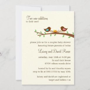 Invitation au Baby shower Twins de deux nouveaux o