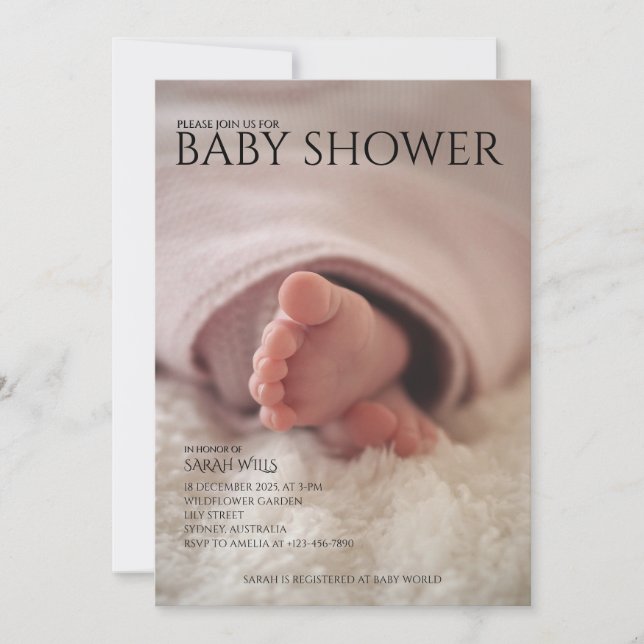 Invitation au baby shower unique pour un genre neu (Devant)