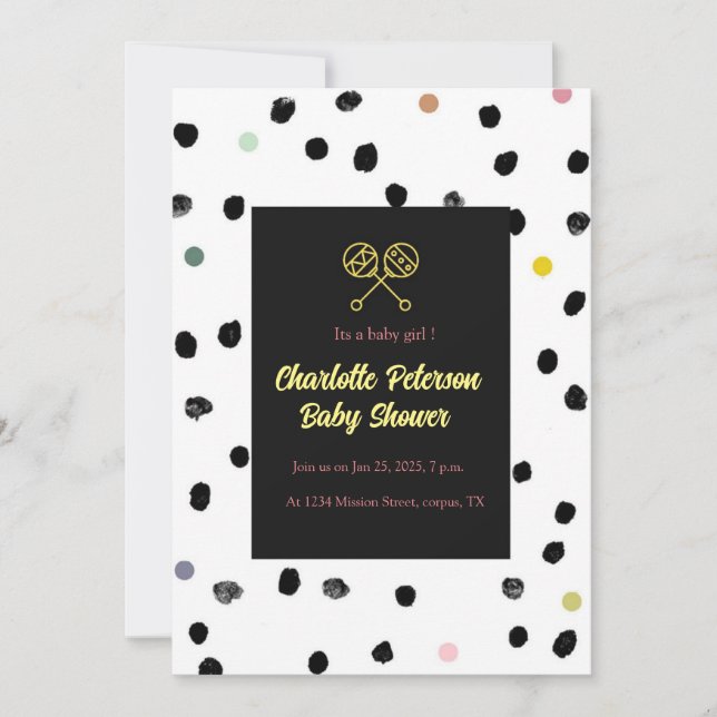Invitation au Baby shower urbain chic avec Pointe  (Devant)