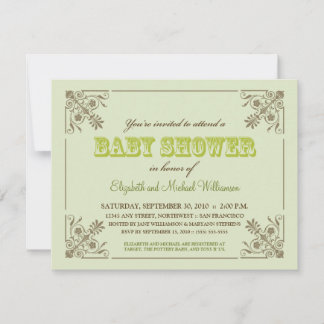 Invitation au Baby shower vert de chaux Vintage