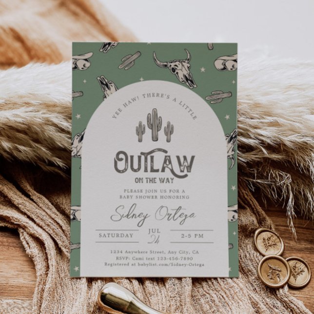 Invitation au Baby shower vert de l'Ouest (Créateur téléchargé)