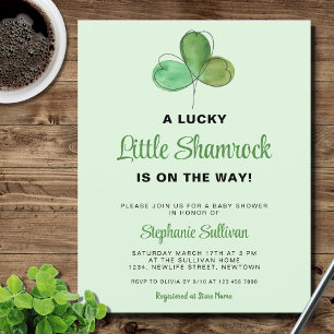 Invitation au Baby shower vert Shamrock chanceux