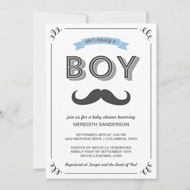 Invitation au Baby shower Vintage (Devant)