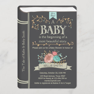 Invitation au Baby shower Vintage Storybook Boy