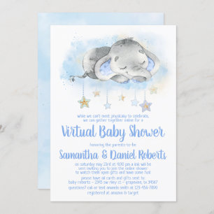 Invitation au Baby shower virtuel de Boy Elephant