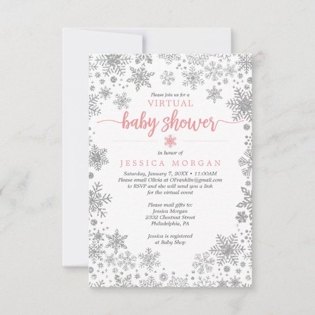 Invitation au Baby shower virtuel de Snowflake d'h (Devant)