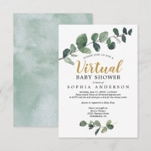 Invitation au Baby shower virtuel Eucalyptus