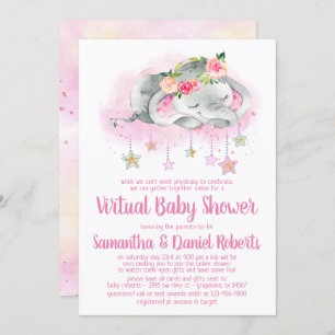 Invitation au Baby shower virtuel Girl Elephant