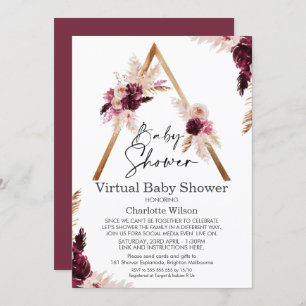 Invitation au Baby shower virtuel Maroon Boho Pamp