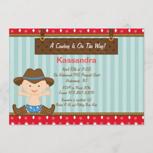 Invitation au Baby shower Western Little Cowboy
