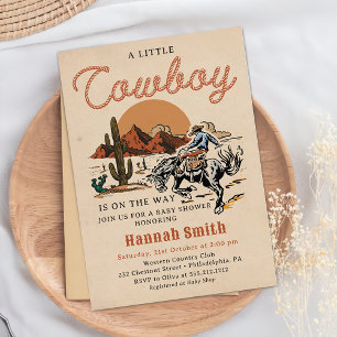 Invitation au Baby shower Wild West Western Cowboy