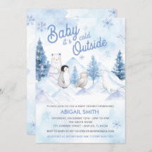 Invitation au Baby shower Winter Wonderland