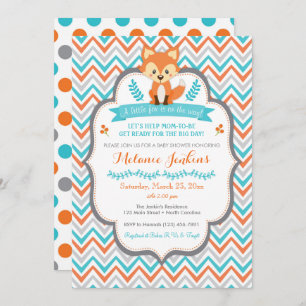 Invitation au Baby shower Woodland Fox