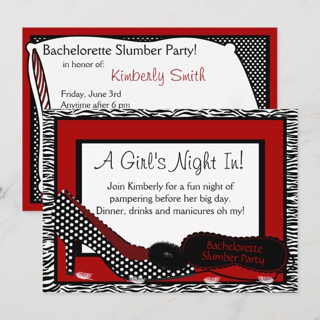 Invitation au Bachelorette Pajama Party (Devant / Derrière)