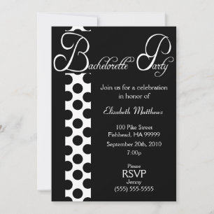 Invitation au Bachelorette Party Dots noirs et bla