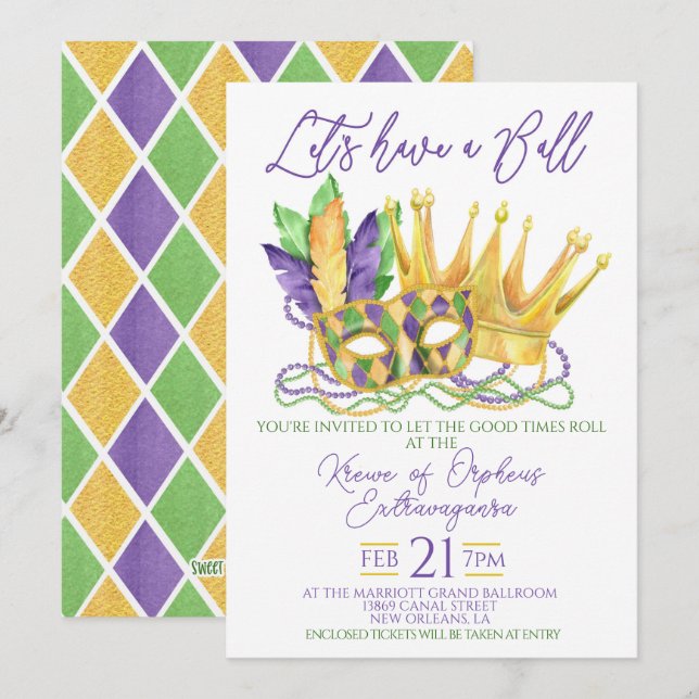 Invitation au Bal de Mardi Gras (Devant / Derrière)