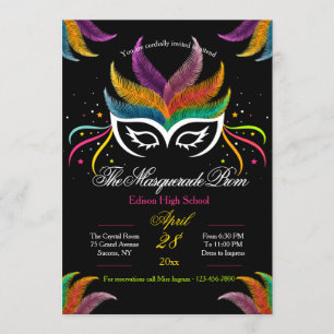Invitation au Bal de Promo Masque à Plumes Mascara