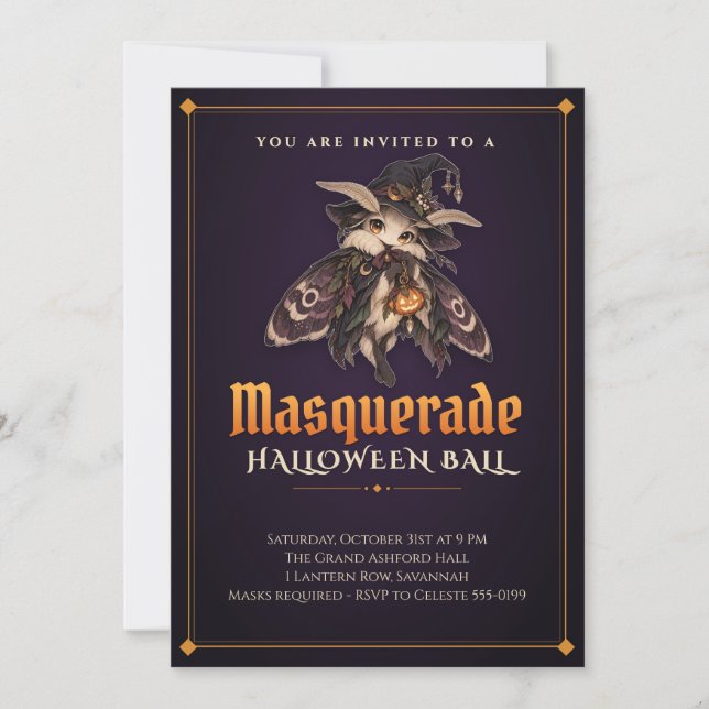 Invitation au bal masqué de la sorcière papillon d (Devant)