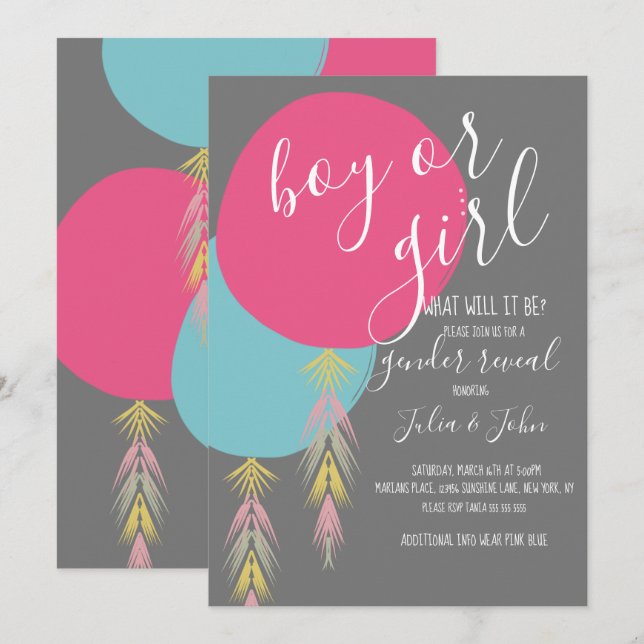 Invitation au ballon Tassel Boho (Devant / Derrière)